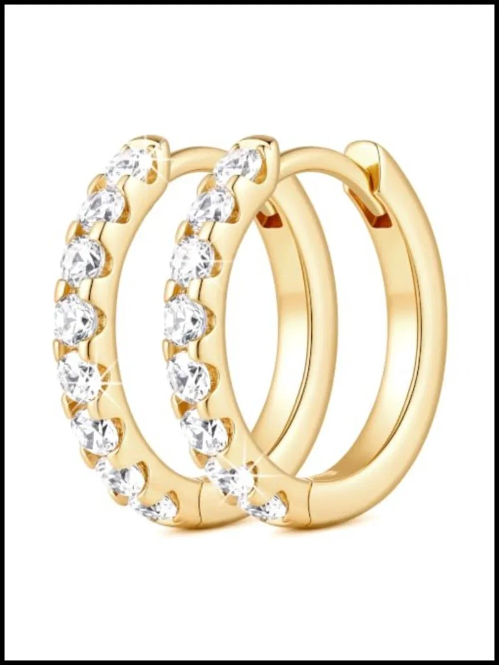 14K Gold Plated Hoop Earrings for Women - CZ Huggie Hoops, Multiple Sizes